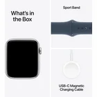Viedpulkstenis Apple Watch SE 2023 GPS + Cellular 44mm Silver Aluminium Case with Storm Blue Sport Band - M/L